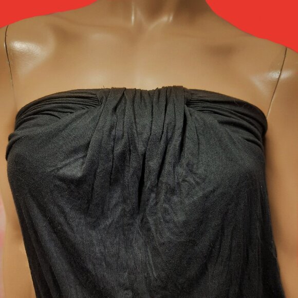 Y2K Studded Top Black Strapless Brown Faux Belt Size XS Goth Grunge Fairy Gyaru - Picture 4 of 8